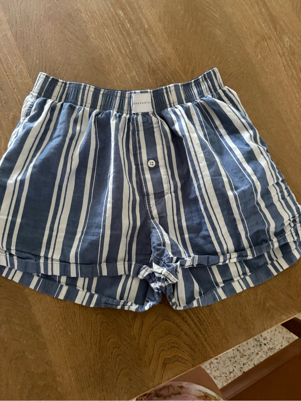 Aeropostale Blue and White Striped High Waist Women’s Shorts